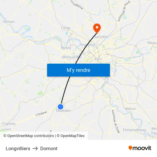 Longvilliers to Domont map
