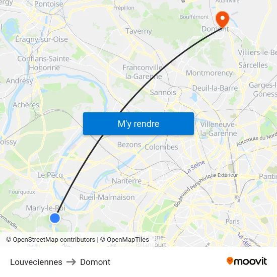 Louveciennes to Domont map