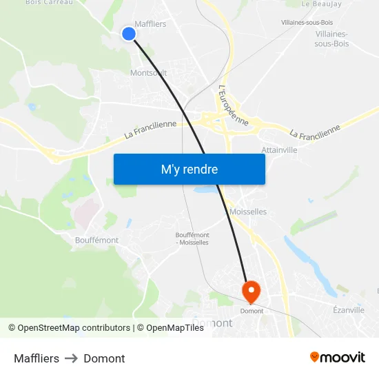 Maffliers to Domont map