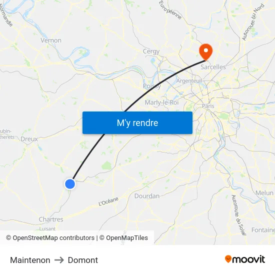 Maintenon to Domont map