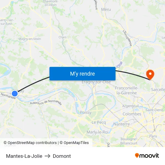 Mantes-La-Jolie to Domont map