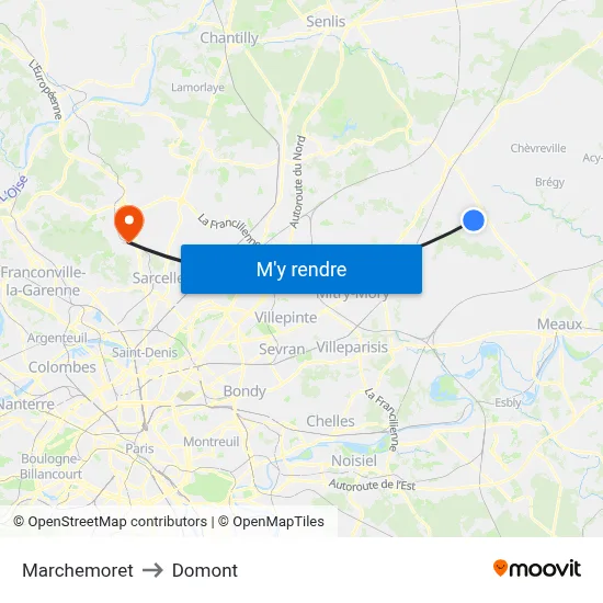 Marchemoret to Domont map