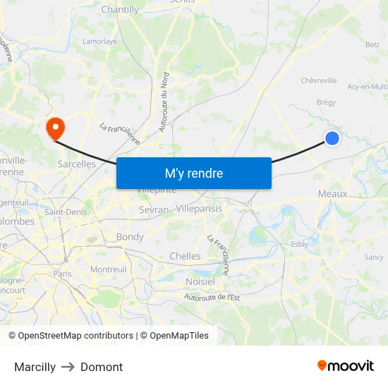 Marcilly to Domont map