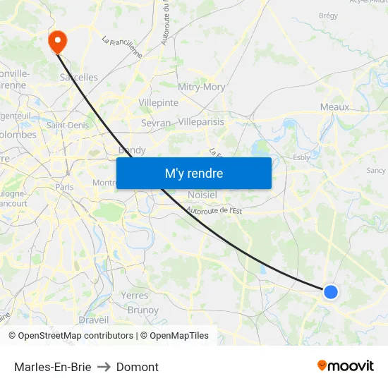 Marles-En-Brie to Domont map