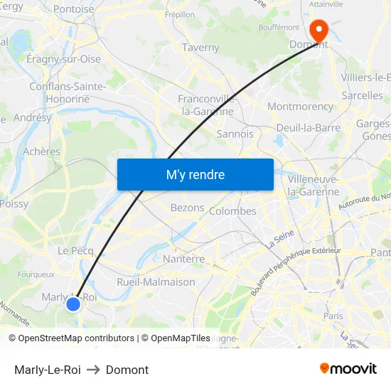 Marly-Le-Roi to Domont map