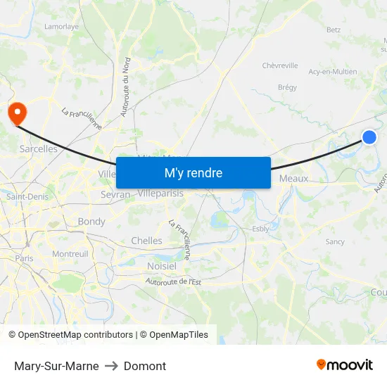 Mary-Sur-Marne to Domont map