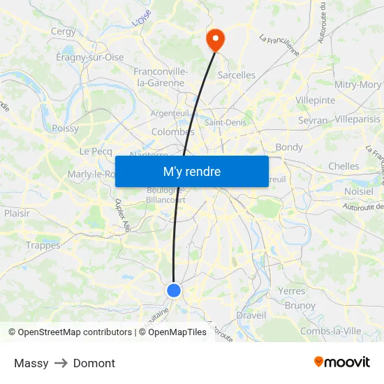 Massy to Domont map