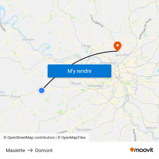 Maulette to Domont map