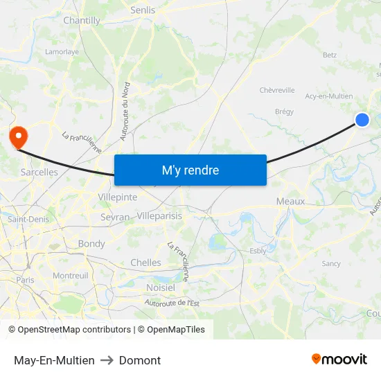 May-En-Multien to Domont map