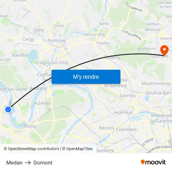Medan to Domont map