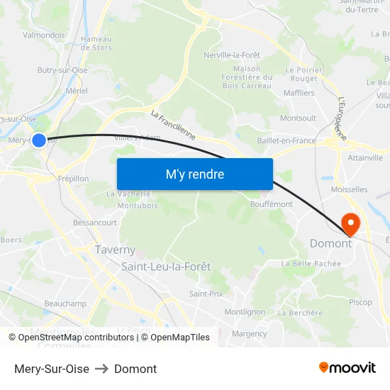 Mery-Sur-Oise to Domont map
