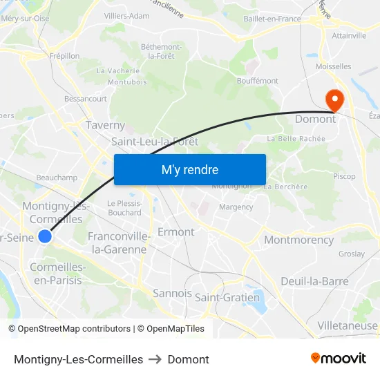 Montigny-Les-Cormeilles to Domont map