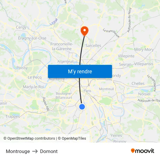 Montrouge to Domont map
