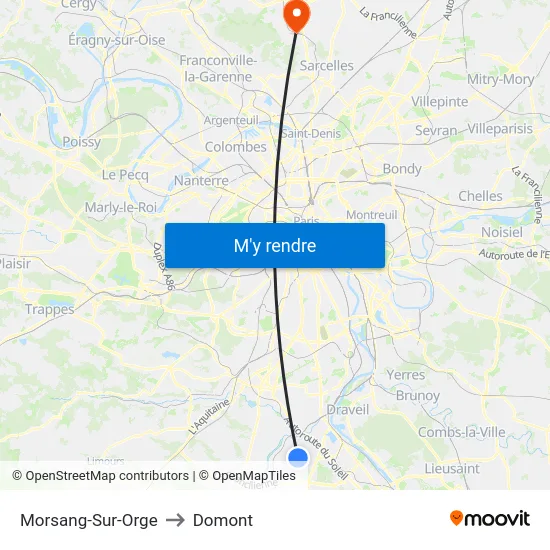 Morsang-Sur-Orge to Domont map