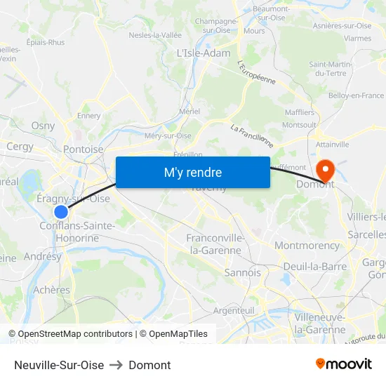 Neuville-Sur-Oise to Domont map