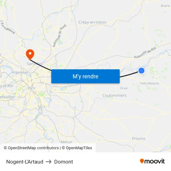 Nogent-L'Artaud to Domont map