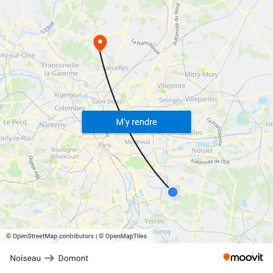 Noiseau to Domont map