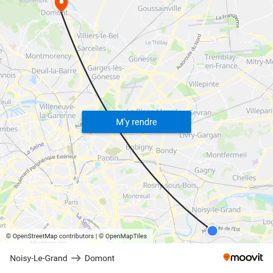Noisy-Le-Grand to Domont map