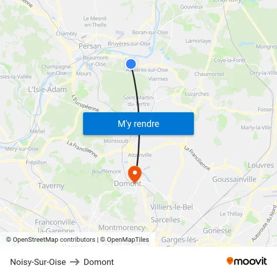 Noisy-Sur-Oise to Domont map