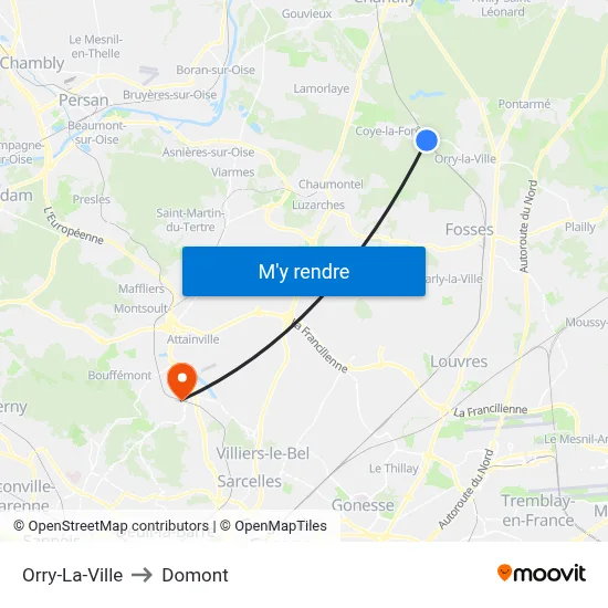 Orry-La-Ville to Domont map