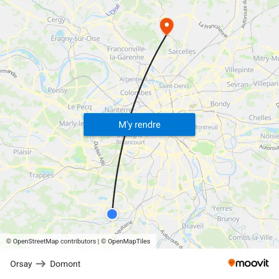Orsay to Domont map
