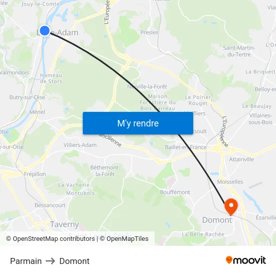 Parmain to Domont map