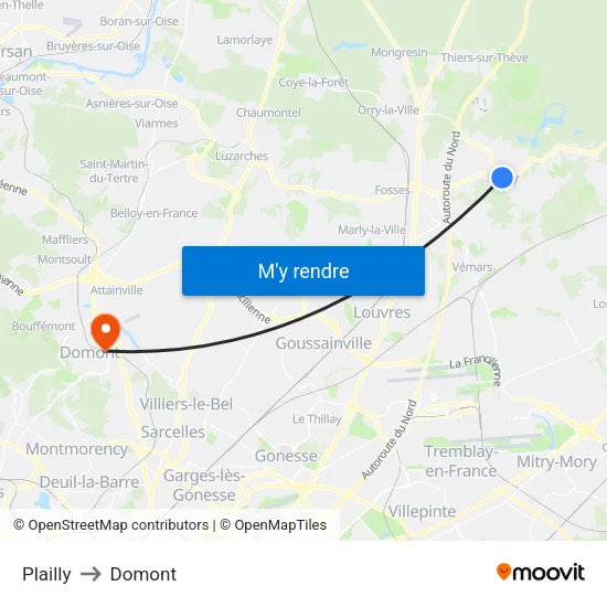Plailly to Domont map