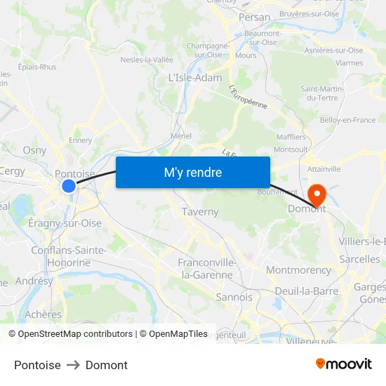 Pontoise to Domont map