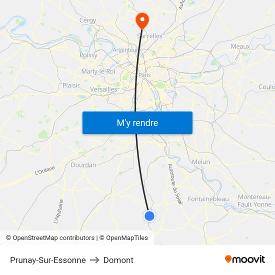 Prunay-Sur-Essonne to Domont map