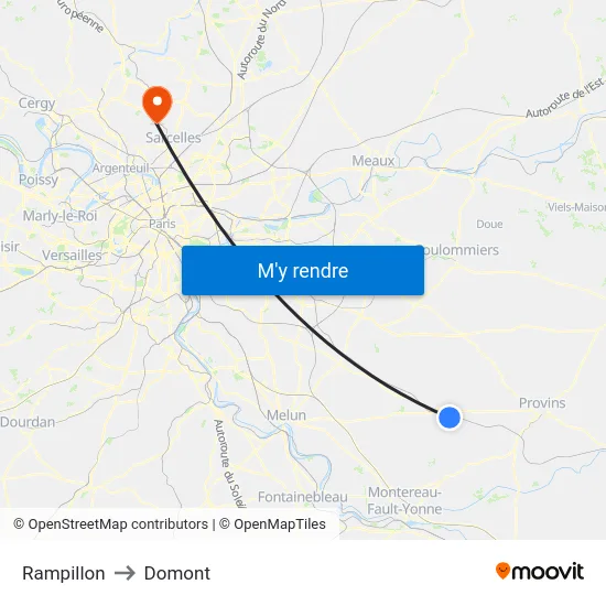 Rampillon to Domont map