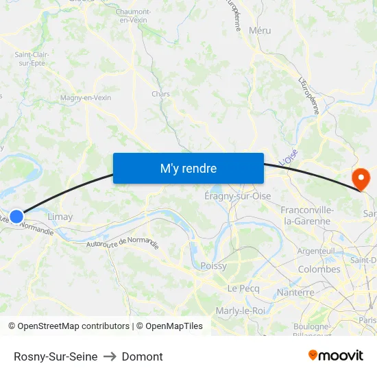 Rosny-Sur-Seine to Domont map