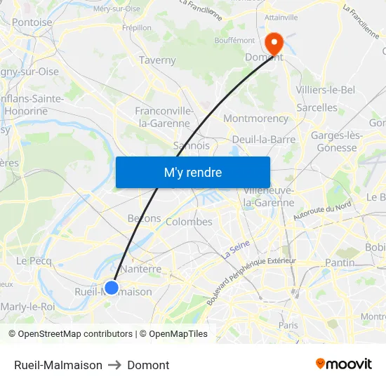 Rueil-Malmaison to Domont map