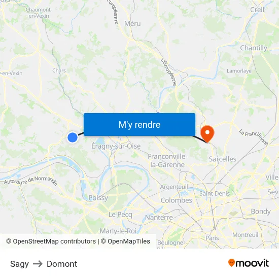 Sagy to Domont map