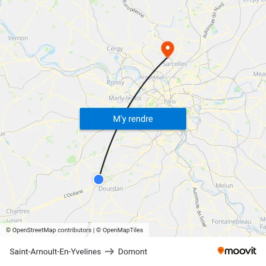 Saint-Arnoult-En-Yvelines to Domont map