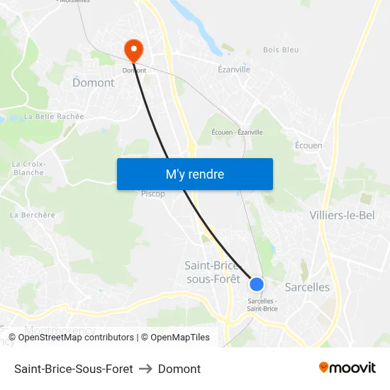 Saint-Brice-Sous-Foret to Domont map