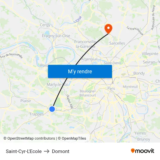 Saint-Cyr-L'Ecole to Domont map