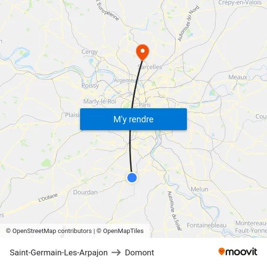 Saint-Germain-Les-Arpajon to Domont map