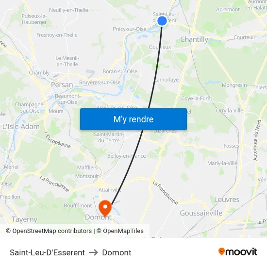 Saint-Leu-D'Esserent to Domont map