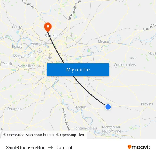 Saint-Ouen-En-Brie to Domont map