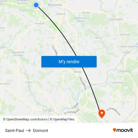 Saint-Paul to Domont map