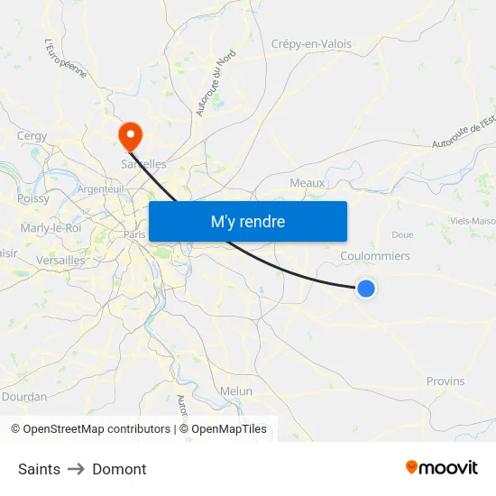 Saints to Domont map