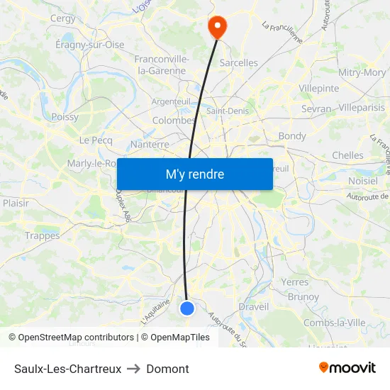 Saulx-Les-Chartreux to Domont map