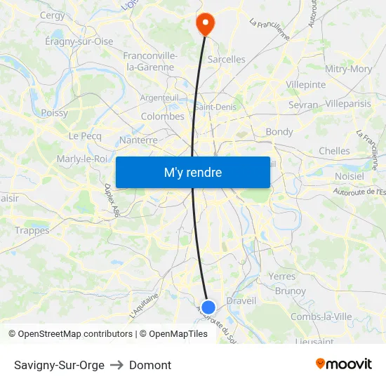 Savigny-Sur-Orge to Domont map