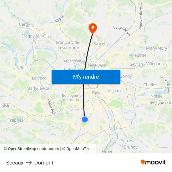 Sceaux to Domont map