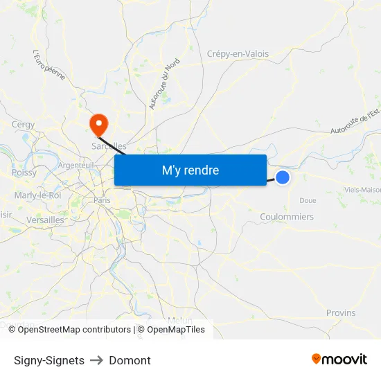 Signy-Signets to Domont map