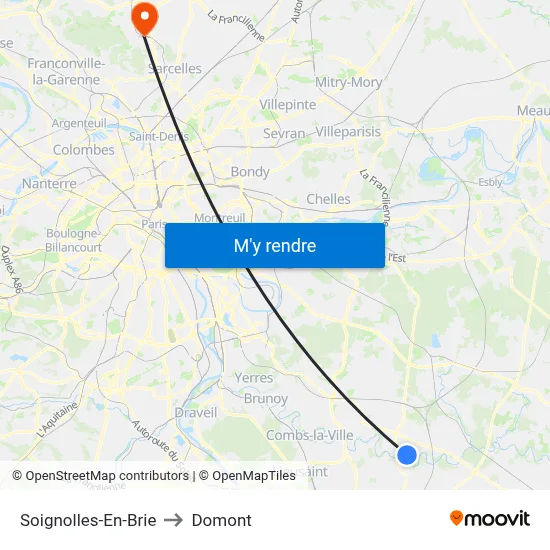Soignolles-En-Brie to Domont map