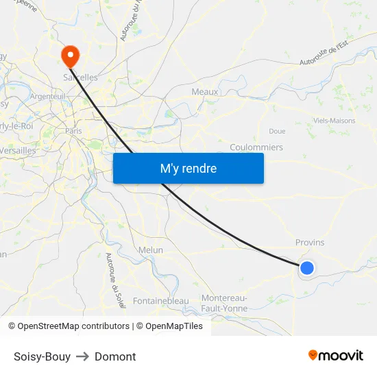 Soisy-Bouy to Domont map