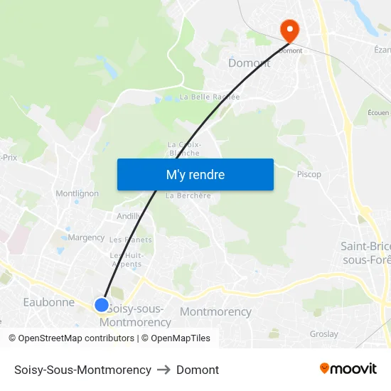 Soisy-Sous-Montmorency to Domont map