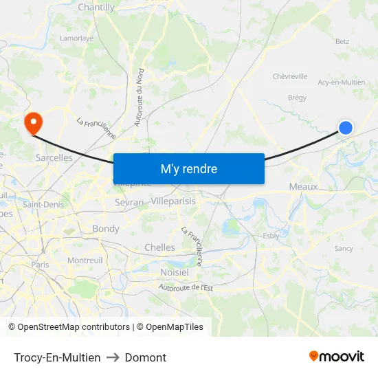 Trocy-En-Multien to Domont map