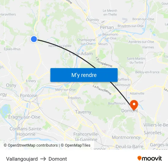 Vallangoujard to Domont map